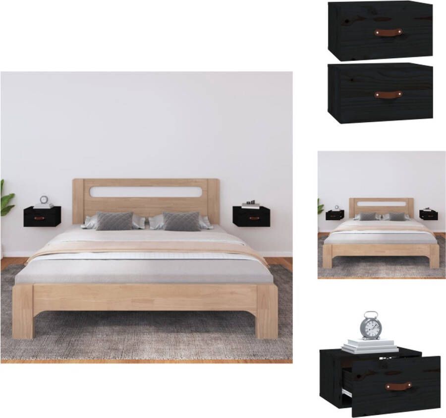 VidaXL Wandnachtkastje Wandnachtkastjes Wandgemonteerd Nachtkastje Wandgemonteerd Bedkastje Nachtkastjes 2 st wandgemonteerd 40x29 5x22 cm zwart - Foto 2