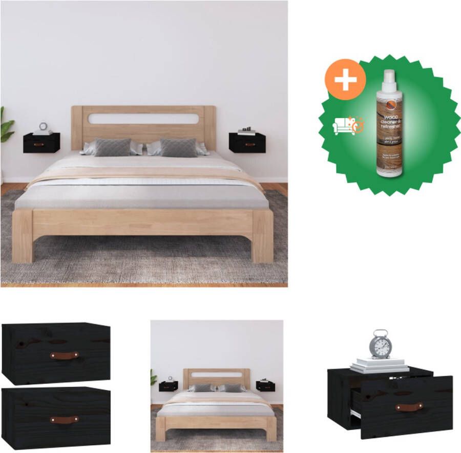 VidaXL Wandnachtkastjes Massief grenenhout 40 x 29.5 x 22 cm 2 stuks Kast Inclusief Houtreiniger en verfrisser