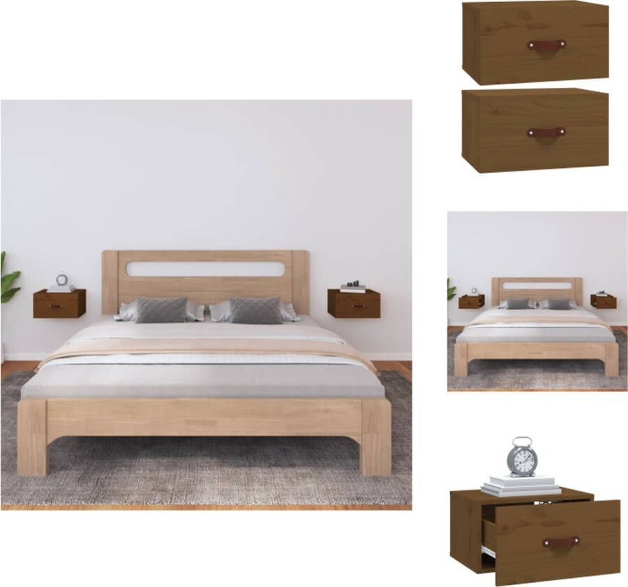 VidaXL Wandnachtkastje Wandnachtkastjes Wandgemonteerd Nachtkastje Wandgemonteerd Bedkastje Nachtkastjes 2 st wandgemonteerd 40x29 5x22 cm honingbruin - Foto 2