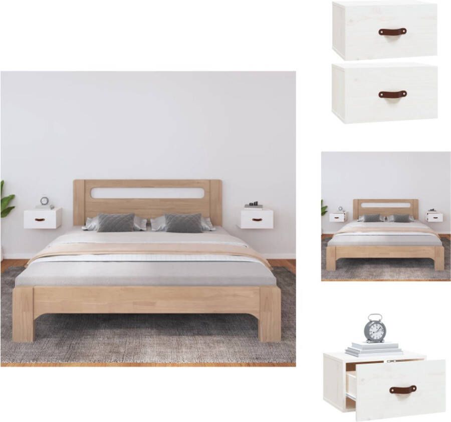 VidaXL Wandnachtkastje Wandnachtkastjes Wandgemonteerd Nachtkastje Wandgemonteerd Bedkastje Nachtkastjes 2 st wandgemonteerd 40x29 5x22 cm wit - Foto 2