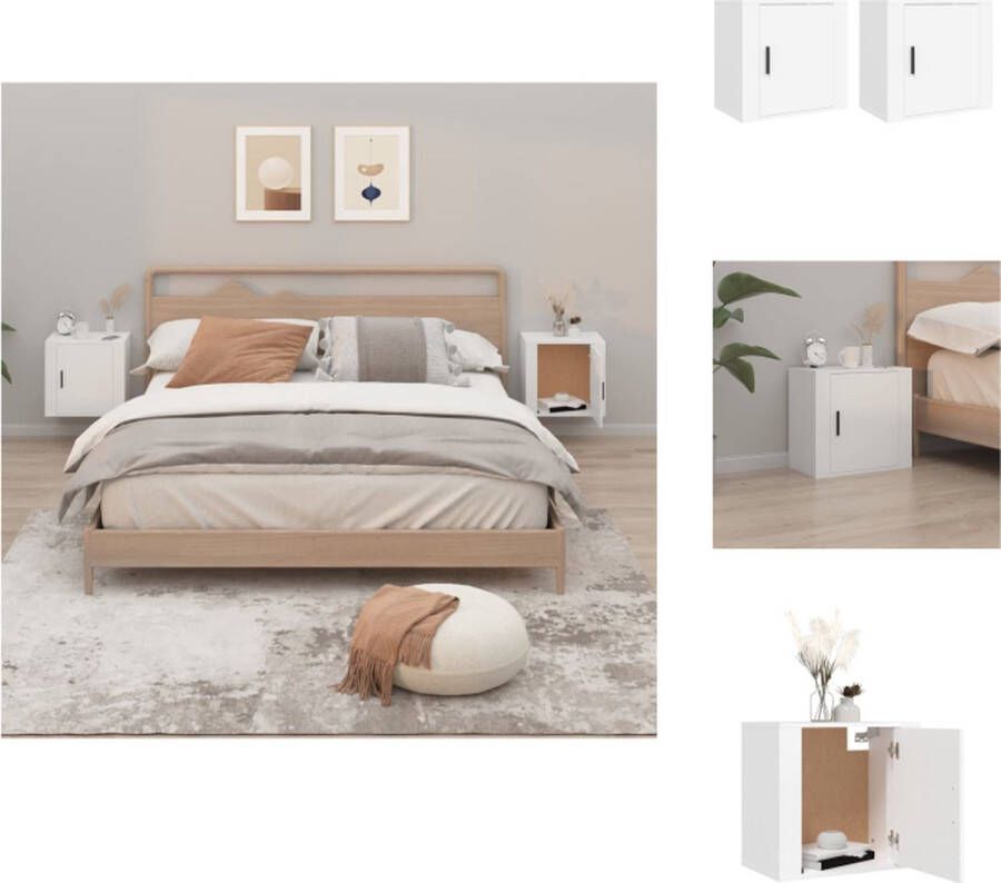 VidaXL Wandnachtkastje Wandnachtkastjes Wandgemonteerd Nachtkastje Wandgemonteerd Bedkastje Nachtkastjes 2 st wandgemonteerd 50x30x47 cm wit