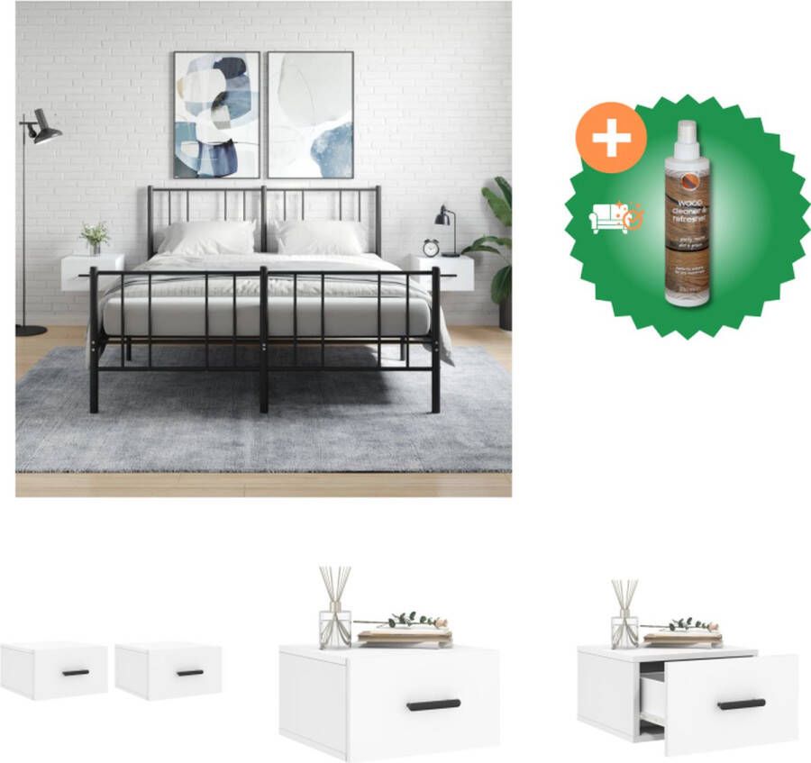 VidaXL Wandnachtkastje Wandgemonteerd Nachtkastjes 35 x 35 x 20 cm Ken- Geen ruimte op de vloer Kleur- Wit Materiaal- Bewerkt hout Kast Inclusief Houtreiniger en verfrisser - Foto 2