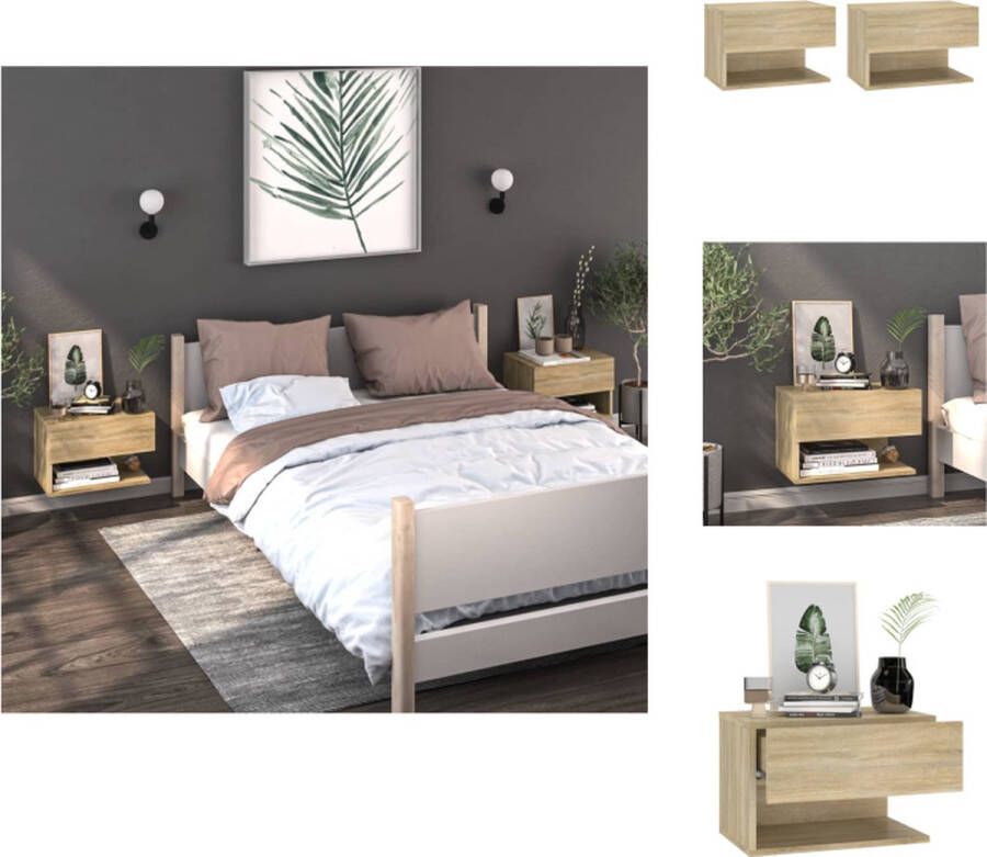 VidaXL Wandnachtkastje Wandnachtkastjes Wandgemonteerd Nachtkastje Wandgemonteerd Bedkastje Nachtkastjes 2 st wandgemonteerd sonoma eikenkleurig