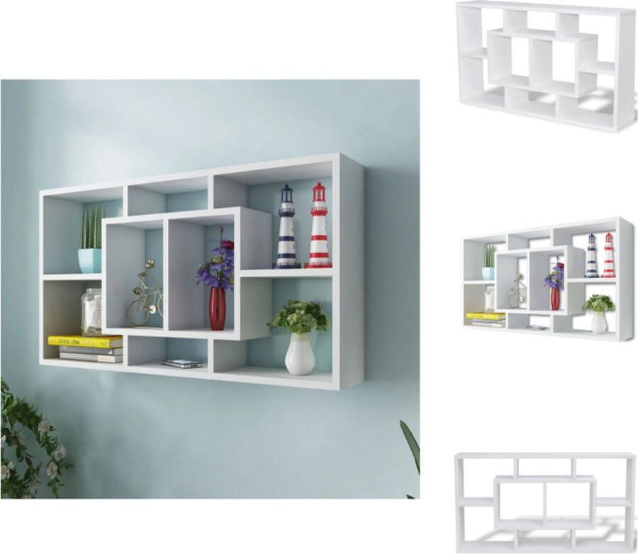 VidaXL Plank Planken Wandplank Wandplanken Wandschap zwevend 8 vakken wit