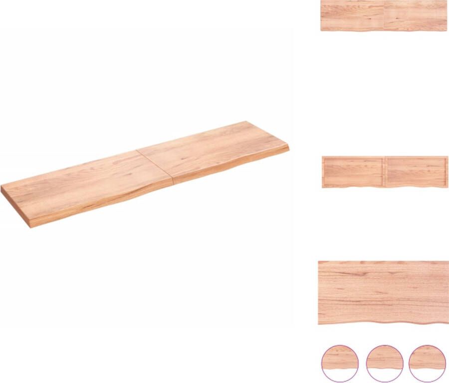 VidaXL Wandplank Eikenhout 200x50x6 cm Lichtbruin 40 kg draagvermogen Wandsteun