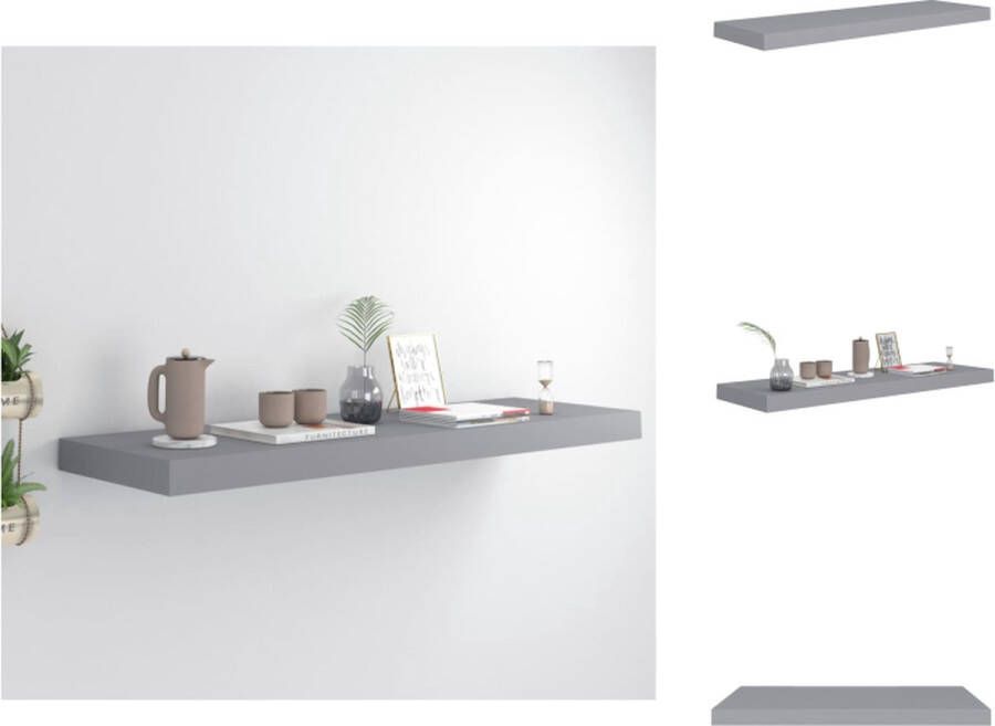 VidaXL Wandplank Grijs 80 x 23.5 x 3.8 cm Honingraat MDF en Metaal Wandsteun
