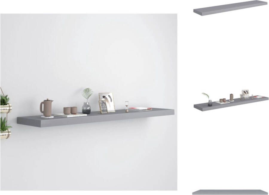 VidaXL Wandplank Grijs Honingraat MDF en Metaal 120x23.5x3.8cm Stijlvolle Decoratieve Rek Onzichtbaar Montagesysteem Wandsteun