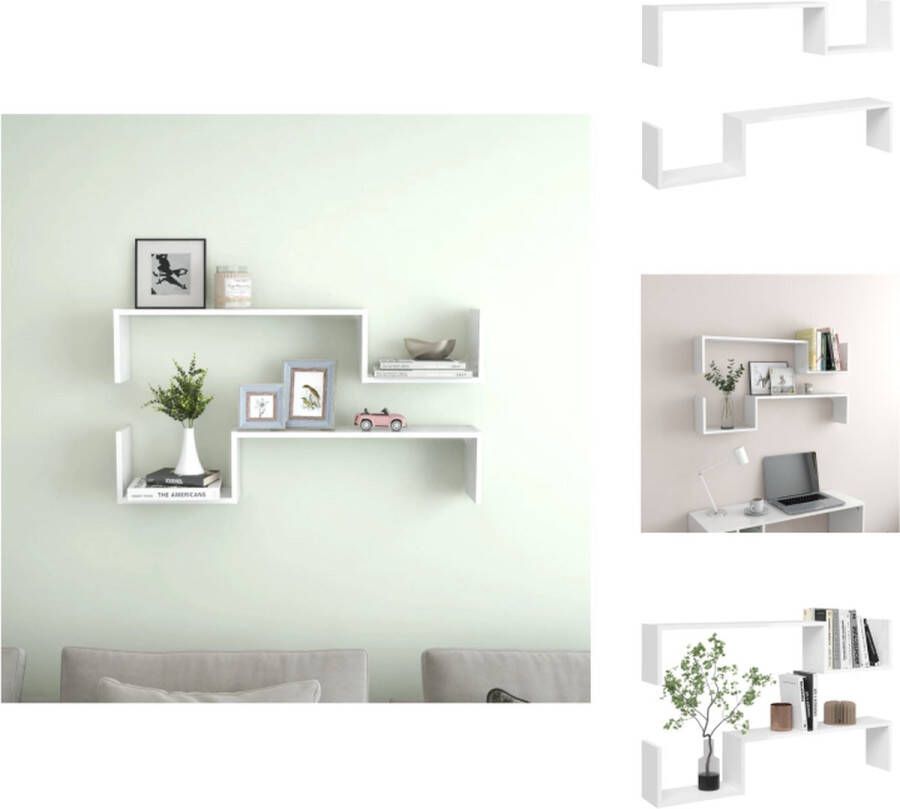 VidaXL Wandplank Hoogglans wit 100 x 15 x 20 cm Materiaal- spaanplaat Wandsteun