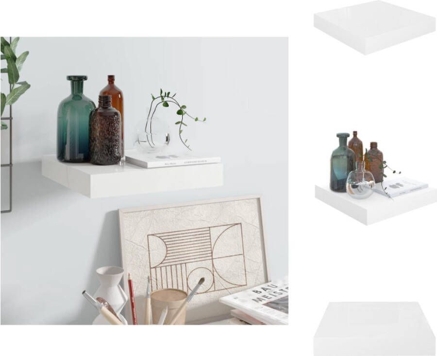 VidaXL Wandplank Hoogglans wit 23x23.5x3.8 cm Honingraat MDF metaal Wandsteun