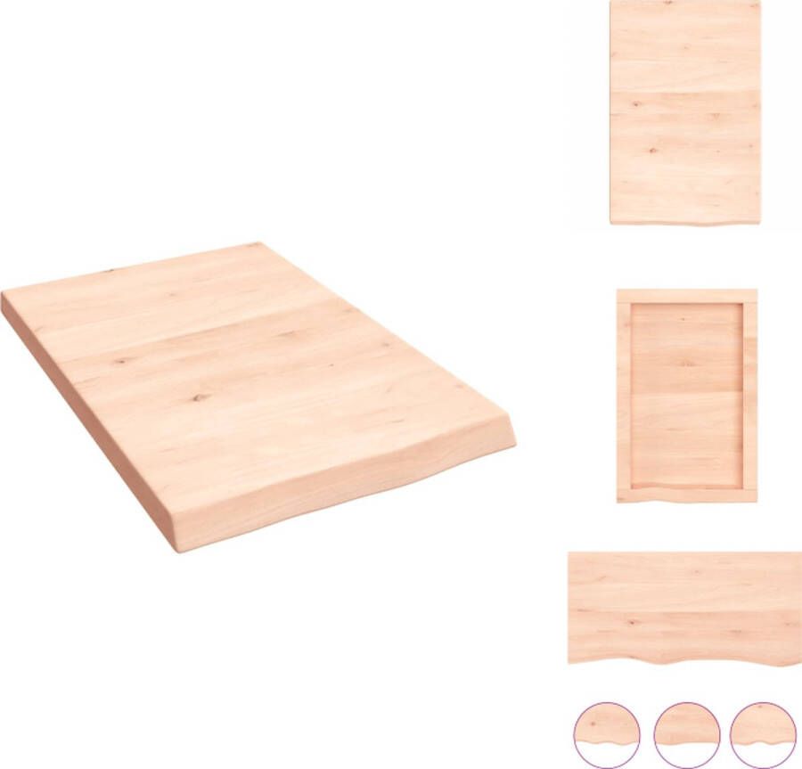 The Living Store Wandschap 40x60x(2-4) cm onbehandeld massief eikenhout Wandplank Houten Wandplank Eikenhouten Wandplank Rustic Wanddecoratie Opbergplankje