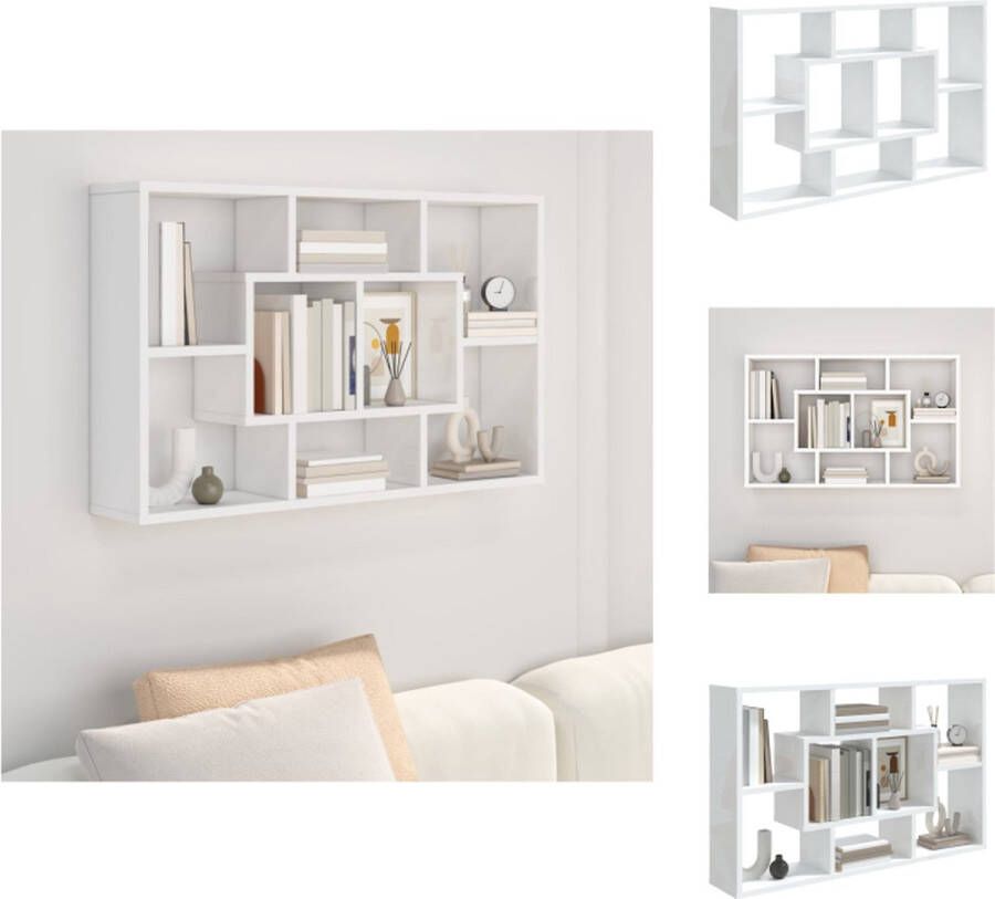 VidaXL Wandplank Massief Hout 85 x 16 x 52.5 cm Hoogglans Wit Wandsteun