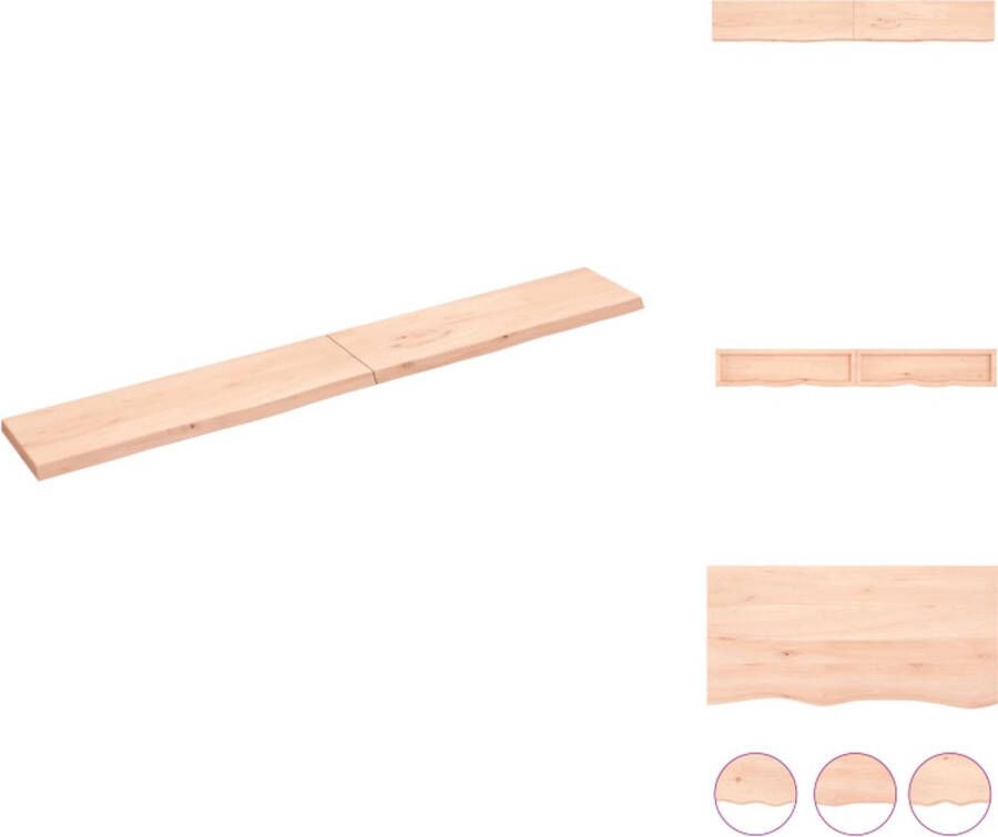 VidaXL Wandplank Rustieke Stijl 220 x 30 x 4 cm Massief Eikenhout Handgemaakt Draagvermogen 26.4 kg Wandsteun