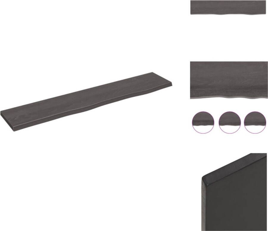 VidaXL Wandplank Rustieke Stijl Massief Eikenhout 100 x 20 x 2 cm Draagvermogen 20 kg Wandsteun