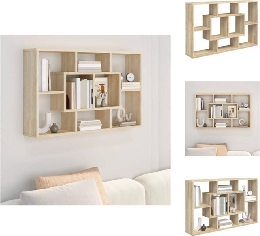 VidaXL Wandplank Sonoma Eiken 85 x 16 x 52.5 cm Bewerkt Hout Wandsteun