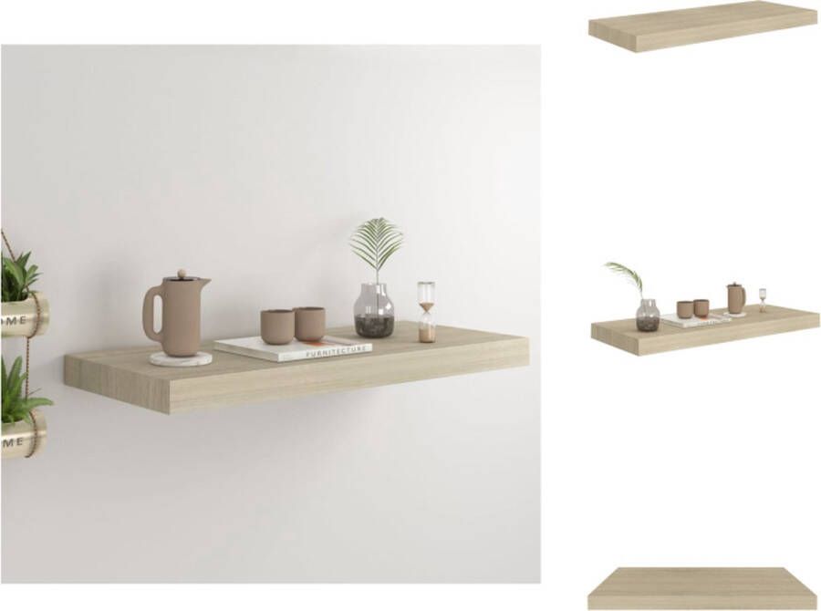 VidaXL Wandplank Stijlvol Wanddecoratie Afmetingen- 60x23.5x3.8 cm Kleur- Eiken Materiaal- Honingraat MDF en Metaal Wandsteun