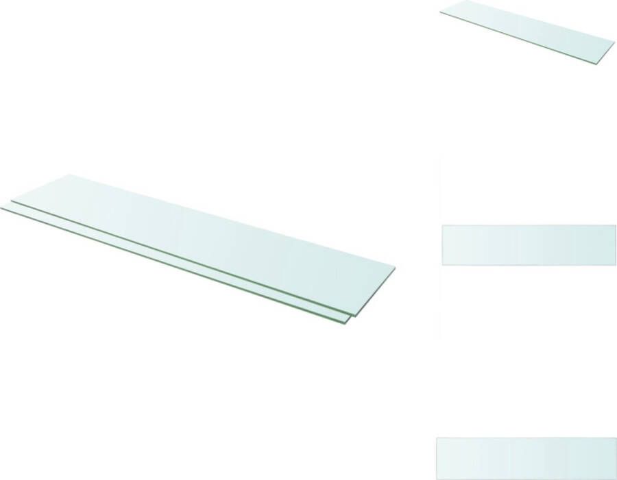 VidaXL Wandplank Transparant Gehard Glas 110x25 cm 8 mm Dikte Draagvermogen 15 kg 2 Schappen Wandsteun