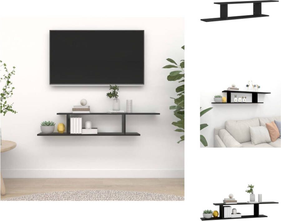VidaXL Wandplank Zwart 125 x 18 x 23 cm Stevig en modern Asymmetrisch design Wandsteun