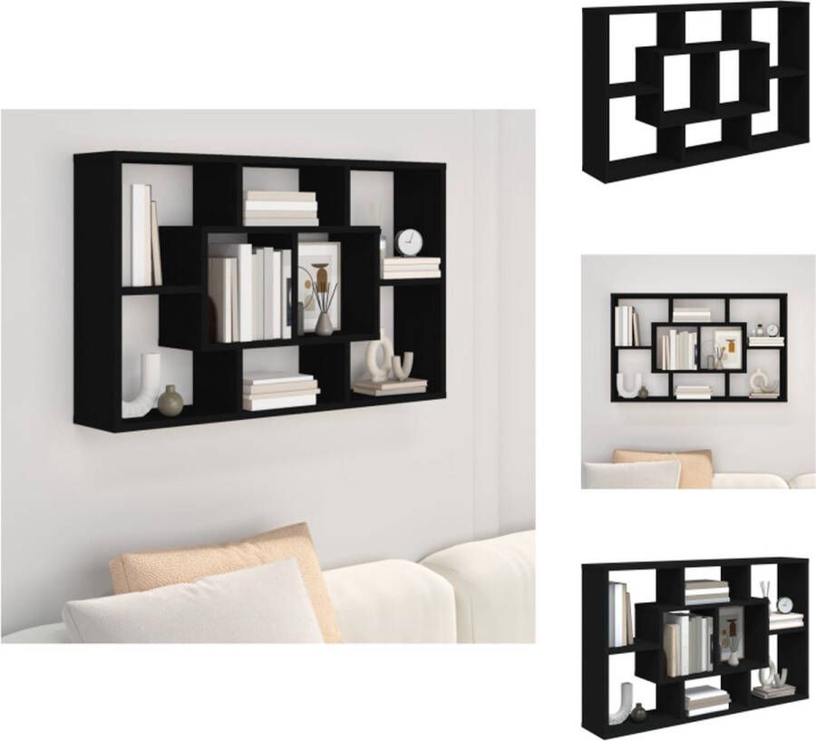 VidaXL Wandplank Zwart 85 x 16 x 52.5 cm Bewerkt Hout Wandsteun