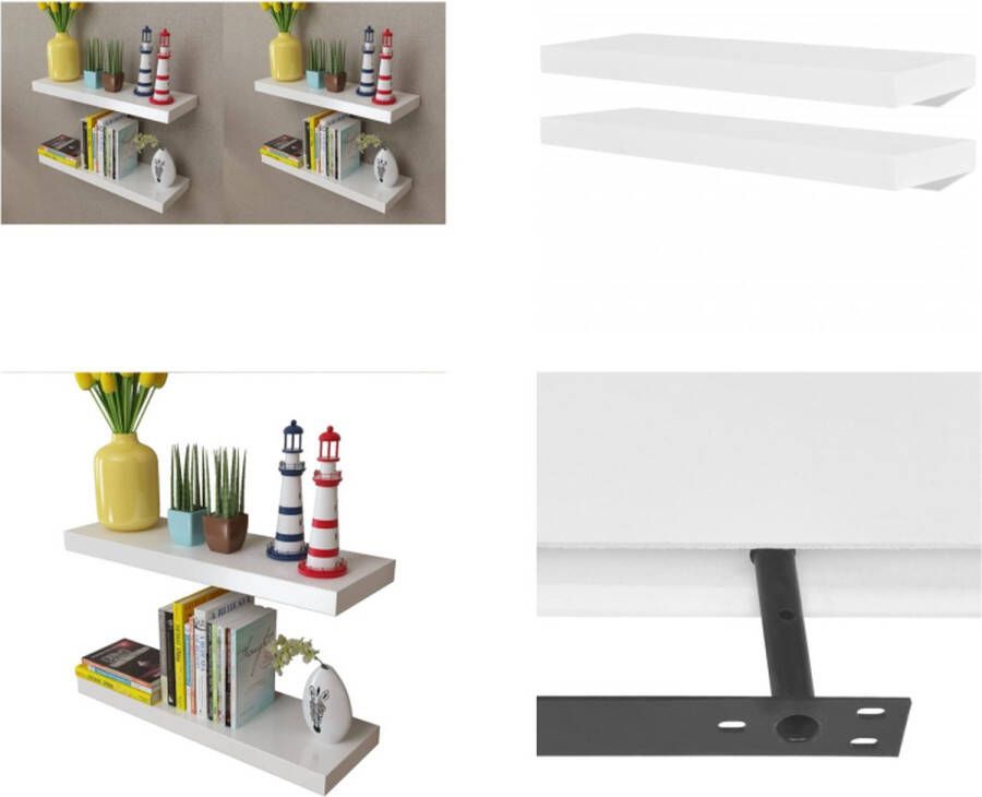 VidaXL Wandplanken 4 st 60 cm wit Wandrek Wandrekken Wandschap Wandschappen