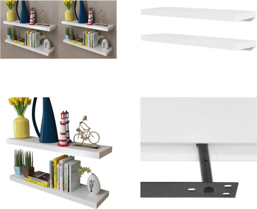 VidaXL Wandplanken 4 st 80 cm wit Wandrek Wandrekken Wandschap Wandschappen