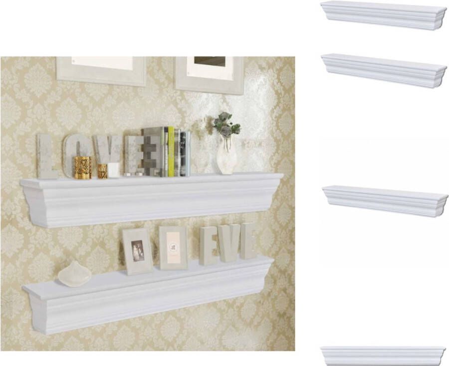 VidaXL Plank Planken Wandplank Wandplanken Wandschappen Aaliyah 2 st wit