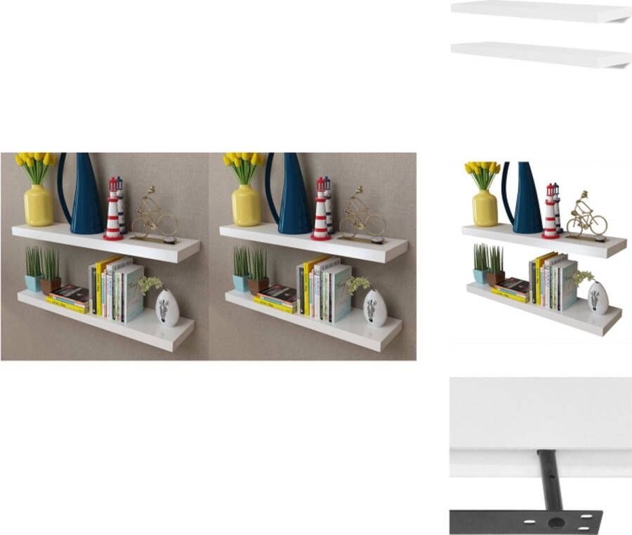 VidaXL Wandplanken Onzichtbaar montagesysteem 80 x 20 x 3.8 cm Wit MDF Wandsteun