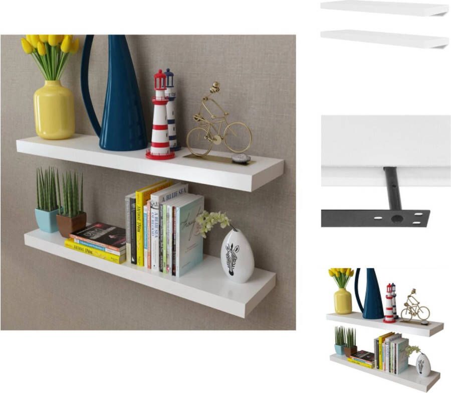 VidaXL Wandmeubel Wandmeubels Wandrekken Wand Opberger Wandplanken MDF zwevend voor boeken dvd wit 2 st