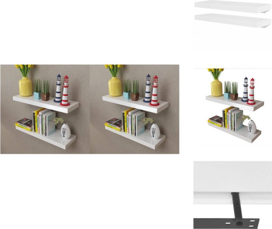 vidaXL Wandplanken Set van 4 Wit 60 x 20 x 3.8 cm Onzichtbaar montagesysteem Wandsteun