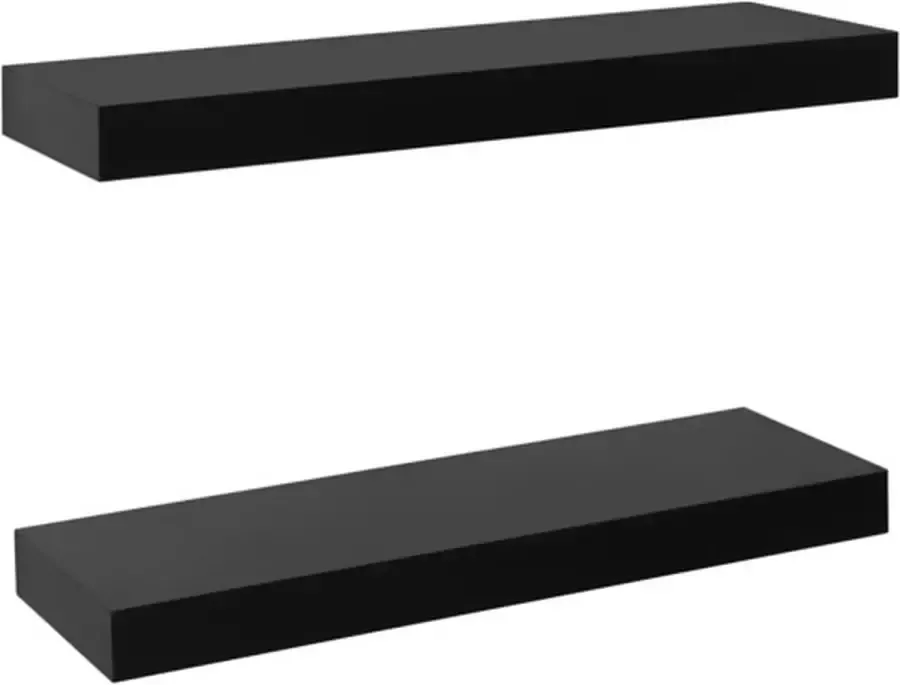 VIDAXL Wandplanken zwevend 2 st 40x20x3 8 cm zwart - Foto 4
