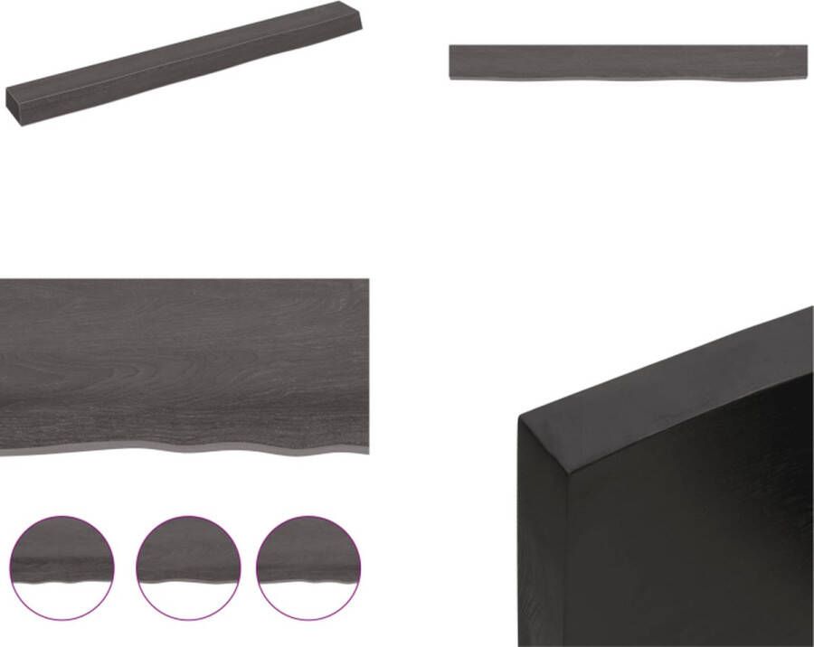 VidaXL Wandschap 100x10x6 cm behandeld massief eikenhout donkergrijs Wandschap Wandschappen Wandplank Wandrek
