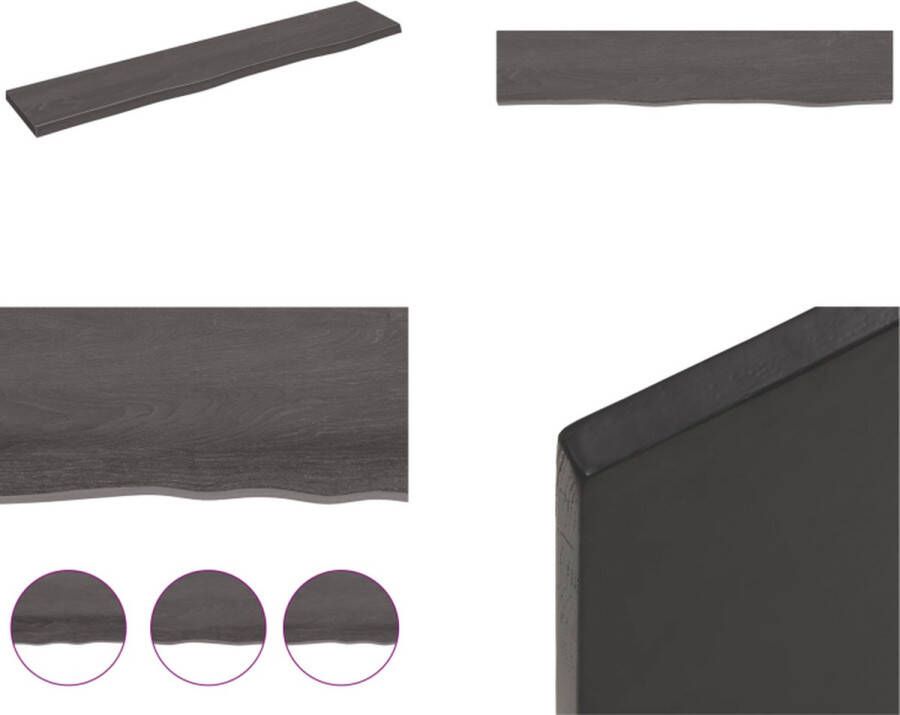 VidaXL Wandschap 100x20x2 cm behandeld massief eikenhout donkergrijs Wandschap Wandschappen Wandplank Wandrek