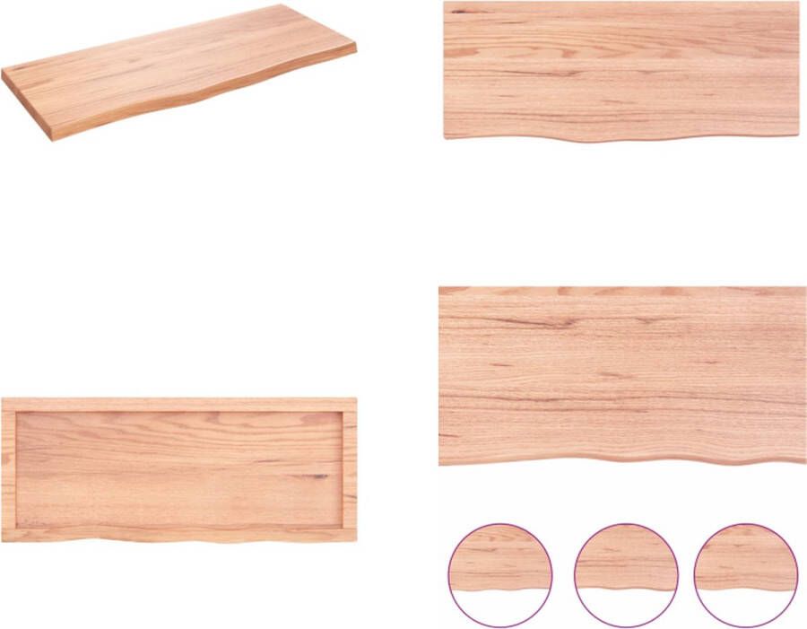 VidaXL Wandschap 100x40x(2-4)cm behandeld massief eikenhout lichtbruin Wandschap Wandschappen Wandplank Wandrek