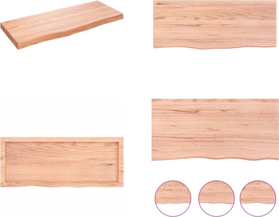 VidaXL Wandschap 100x40x(2-6)cm behandeld massief eikenhout lichtbruin Wandschap Wandschappen Wandplank Wandrek