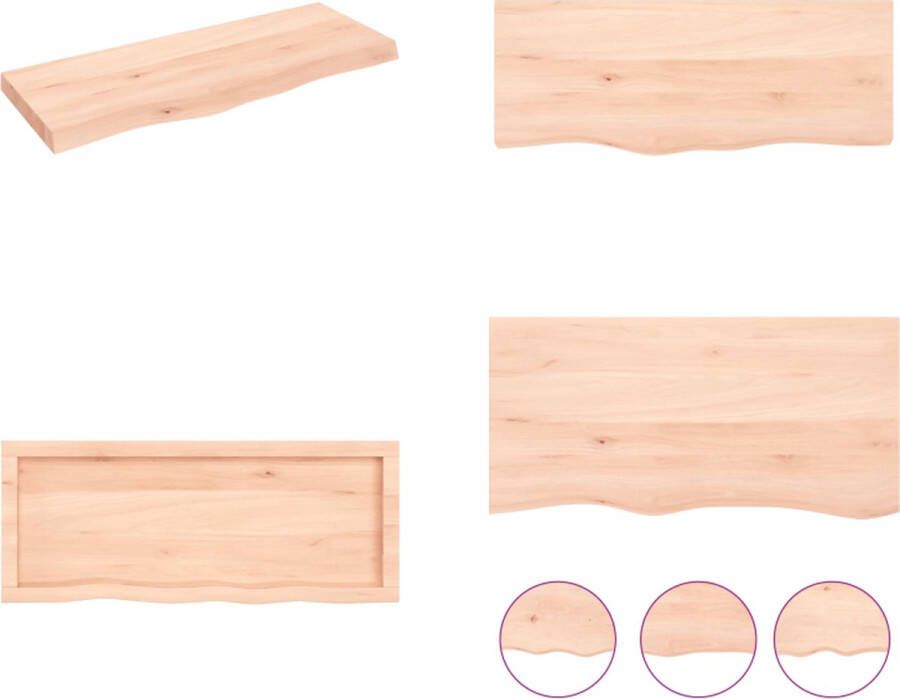 VidaXL Wandschap 100x40x(2-6) cm onbehandeld massief eikenhout Wandschap Wandschappen Wandplank Wandrek