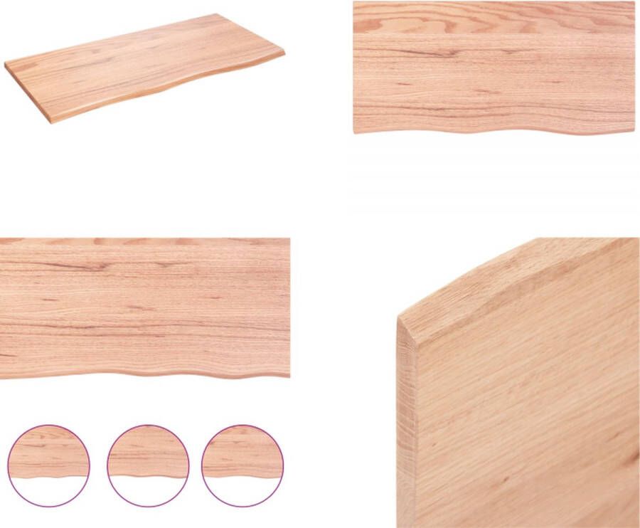 VidaXL Wandschap 100x50x2 cm behandeld massief eikenhout lichtbruin Wandschap Wandschappen Wandplank Wandrek