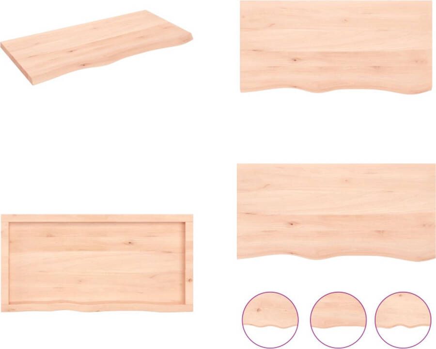 VidaXL Wandschap 100x50x(2-4) cm onbehandeld massief eikenhout Wandschap Wandschappen Wandplank Wandrek