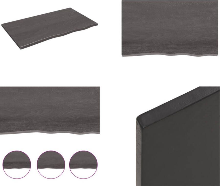 VidaXL Wandschap 100x60x2 cm behandeld massief eikenhout donkerbruin Wandschap Wandschappen Wandplank Wandrek