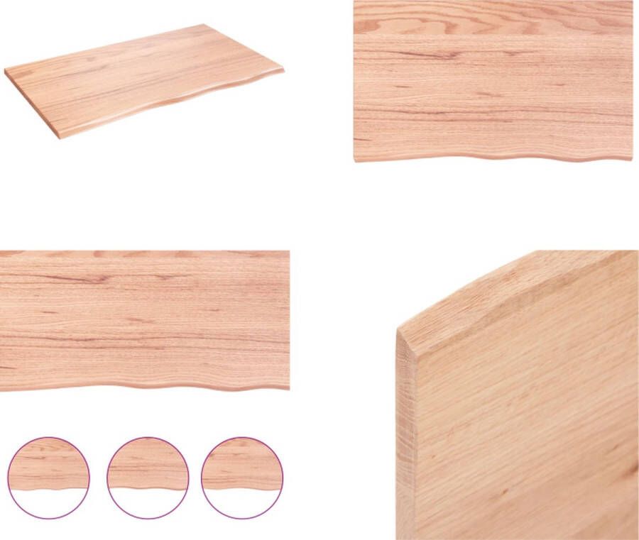 VidaXL Wandschap 100x60x2 cm behandeld massief eikenhout lichtbruin Wandschap Wandschappen Wandplank Wandrek