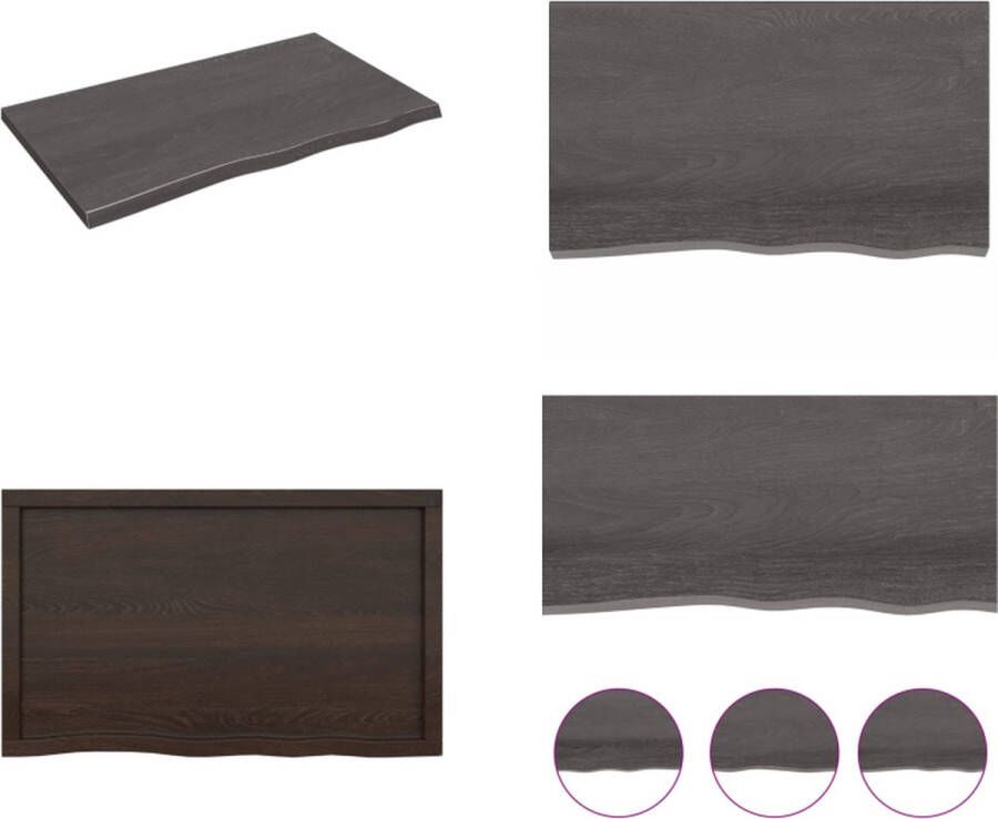 VidaXL Wandschap 100x60x4 cm behandeld massief eikenhout donkergrijs Wandschap Wandschappen Wandplank Wandrek