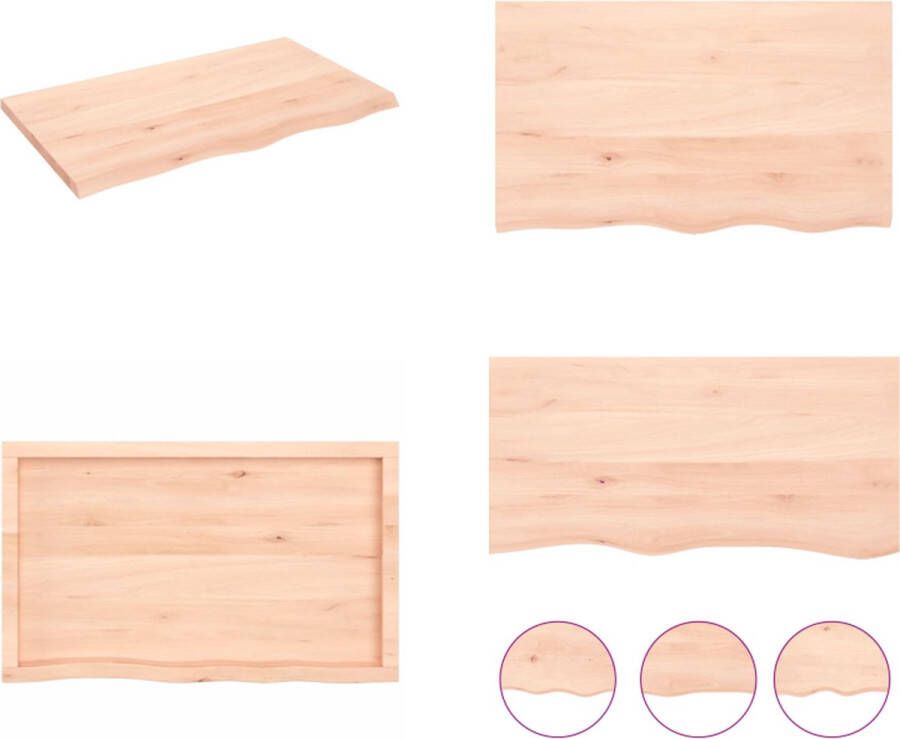 VidaXL Wandschap 100x60x(2-4) cm onbehandeld massief eikenhout Wandschap Wandschappen Wandplank Wandrek