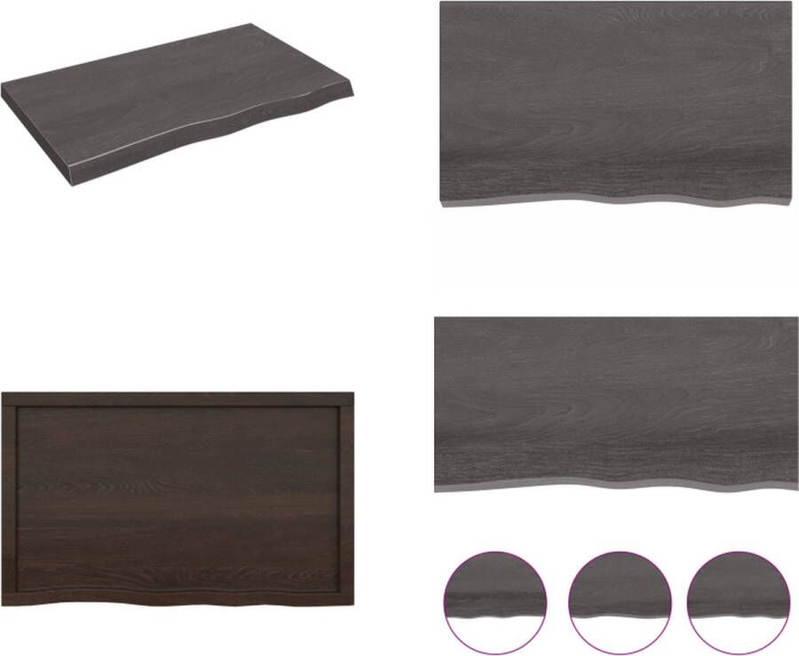VidaXL Wandschap 100x60x6 cm behandeld massief eikenhout donkergrijs Wandschap Wandschappen Wandplank Wandrek