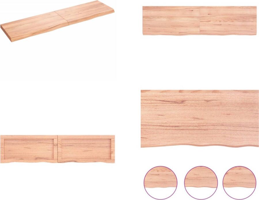 VidaXL Wandschap 120x30x(2-4)cm behandeld massief eikenhout lichtbruin Wandschap Wandschappen Wandplank Wandrek