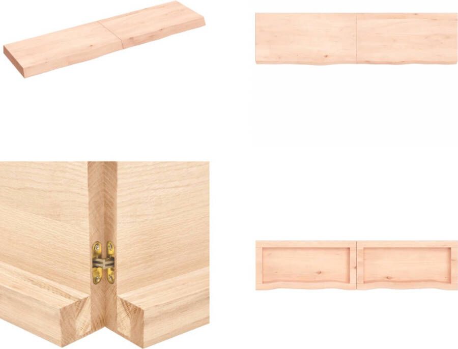 VidaXL Wandschap 120x30x(2-6) cm onbehandeld massief eikenhout Wandschap Wandschappen Wandplank Wandrek