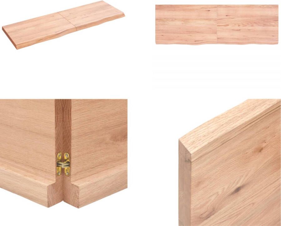 VidaXL Wandschap 120x40x(2-4)cm behandeld massief eikenhout lichtbruin Wandschap Wandschappen Wandplank Wandrek