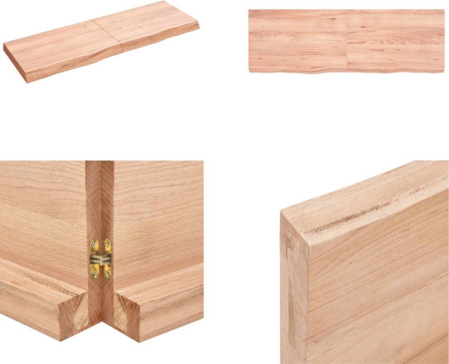 VidaXL Wandschap 120x40x(2-6)cm behandeld massief eikenhout lichtbruin Wandschap Wandschappen Wandplank Wandrek