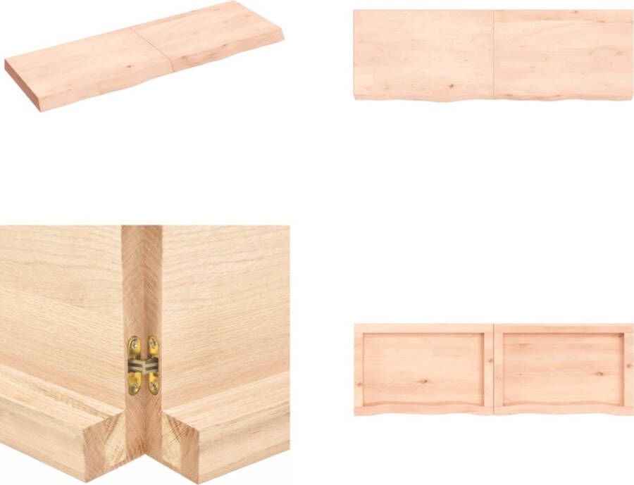 VidaXL Wandschap 120x40x(2-6) cm onbehandeld massief eikenhout Wandschap Wandschappen Wandplank Wandrek