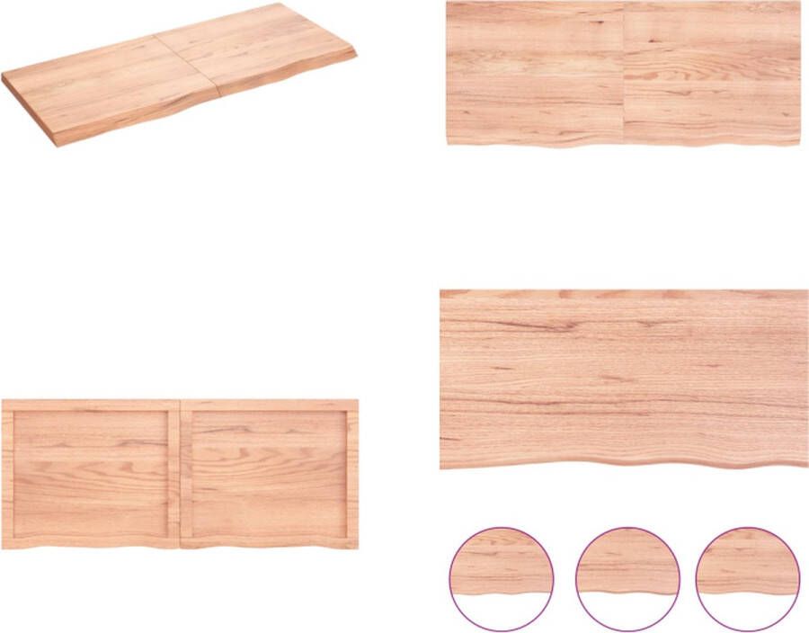 VidaXL Wandschap 120x50x(2-4)cm behandeld massief eikenhout lichtbruin Wandschap Wandschappen Wandplank Wandrek
