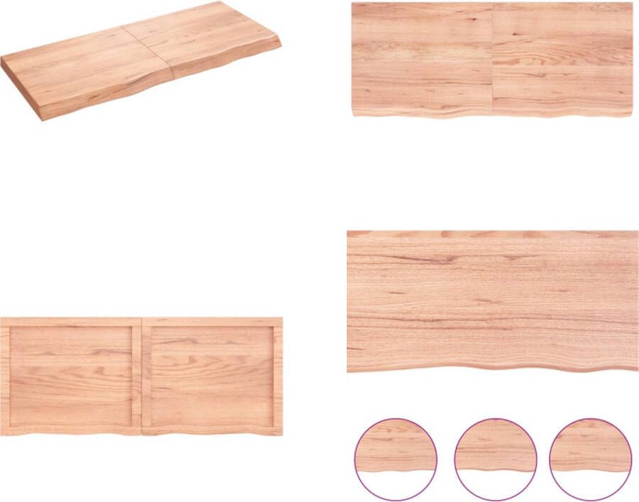 VidaXL Wandschap 120x50x(2-6)cm behandeld massief eikenhout lichtbruin Wandschap Wandschappen Wandplank Wandrek