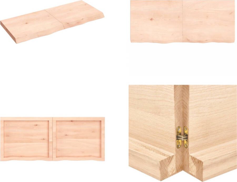 VidaXL Wandschap 120x50x(2-6) cm onbehandeld massief eikenhout Wandschap Wandschappen Wandplank Wandrek