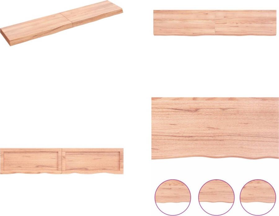 VidaXL Wandschap 140x30x(2-6)cm behandeld massief eikenhout lichtbruin Wandschap Wandschappen Wandplank Wandrek